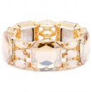 Gold Plated With Pink Color Crystal Stretch Bracelet