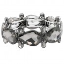 Rhodium Plated  With AB Color Crystal Stretch Bracelet
