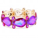 Rhodium Plated  With AB Color Crystal Stretch Bracelet