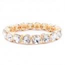 Rhodium Plated With Clear AB Crystal Stretch Bracelets