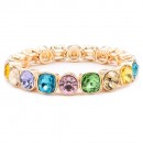 Gold Plated With Clear Crystal Stretch Bracelet