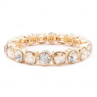 Gold Plated With Topaz Crystal Stretch Bracelet