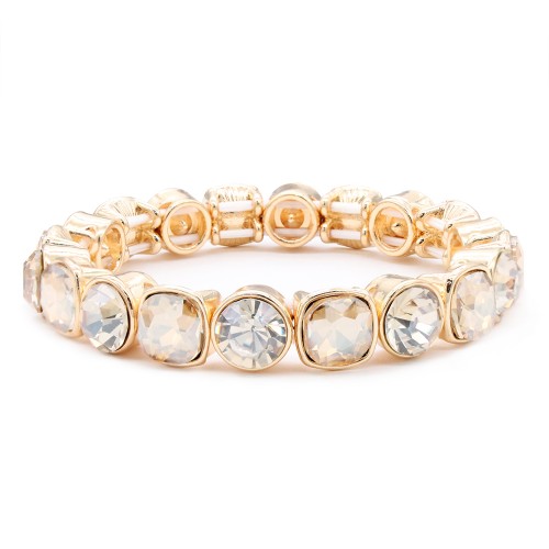 Gold Plated With Topaz Crystal Stretch Bracelet