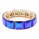 Gold Plated With Blue AB Crystal Stretch Bracelet