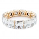 Gold Plated With Clear Crystal Stretch Bracelet