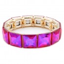 Gold Plated With Ruby Color Stone Stretch Bracelet