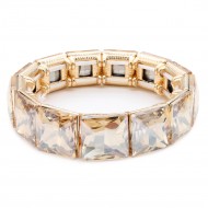 Gold Plated With Topaz Crystal Stretch Bracelet