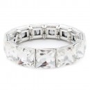 Rhodium Plated With Clear Crystal Stretch Bracelets