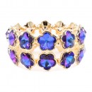 Gold Plated With Blue AB Crystal Stretch Bracelet