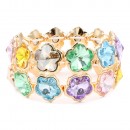 Gold Plated With Blue AB Crystal Stretch Bracelet