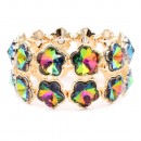 Gold Plated With Green AB Crystal Stretch Bracelet