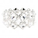 Rhodium Plated With Clear Crystal Stretch Bracelets