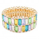 Gold Plated With Green Crystal Stretch Bracelet