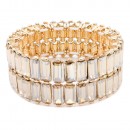 Gold Plated With Clear Crystal Stretch Bracelet