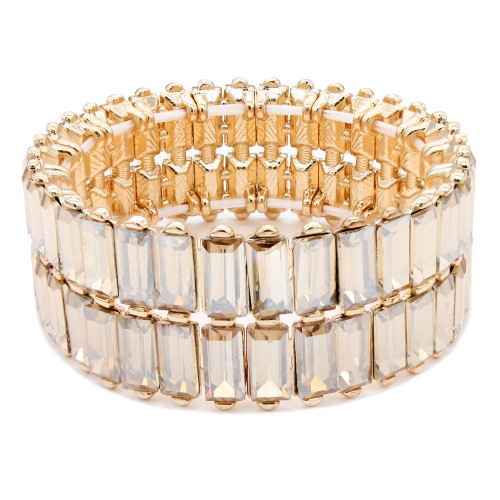 Gold Plated With Topaz Crystal Stretch Bracelet