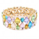 Gold Plated With Topaz Crystal Stretch Bracelet