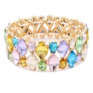 Gold Plated With Multi Crystal Stretch Bracelet