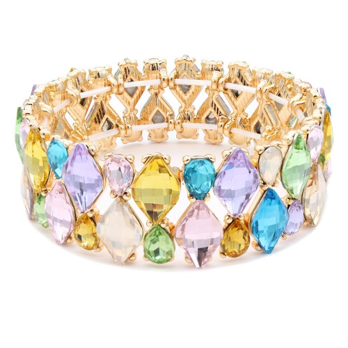 Gold Plated With Multi Crystal Stretch Bracelet