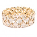 Gold Plated With Clear Crystal Stretch Bracelet