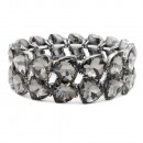 Gunmetal Plated With Montana Blue Crystal  Stretch Bracelet