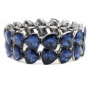 Gunmetal Plated With Montana Blue Crystal  Stretch Bracelet