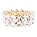 Gold Plated With Clear Crystal Stretch Bracelet