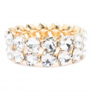 Gold Plated With Clear Crystal Stretch Bracelet