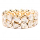 Gold Plated With Clear Crystal Stretch Bracelet