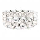 Rhodium Plated With Clear Crystal Stretch Bracelets