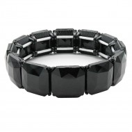 Black Plated With Jet Black Crystal Stretch Bracelets