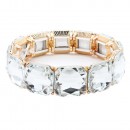 Rhodium Plated With Clear Crystal Stretch Bracelets