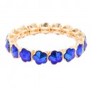 Gold Plated With Black Crystal Stretch Bracelet