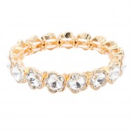 Gold Plated With Clear Crystal Stretch Bracelet