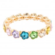 Gold Plated With Multi Crystal Stretch Bracelet
