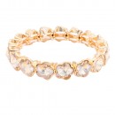 Gold Plated With Black Crystal Stretch Bracelet