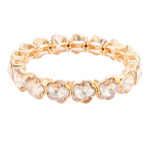 Gold Plated With Topaz Crystal Stretch Bracelet