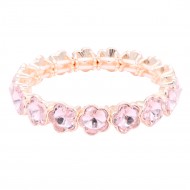 Rose Gold Plated With Pink Crystal Stretch Bracelet