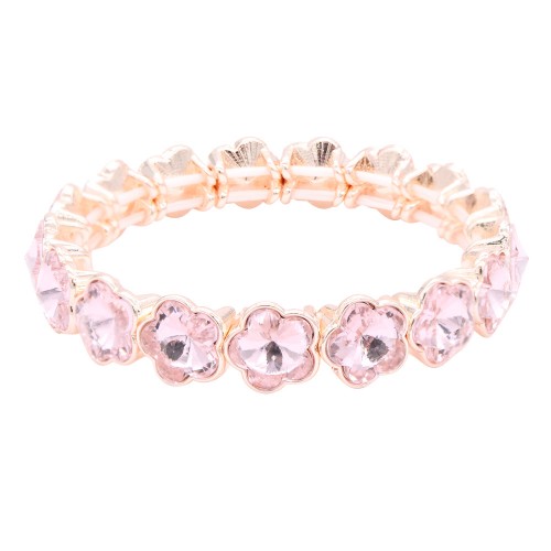 Rose Gold Plated With Pink Crystal Stretch Bracelet