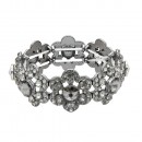 Rhodium Plated With Clear Crystal Stretch Bracelet