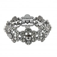 Gunmetal Plated With Black Diamond Crystal Stretch Bracelet