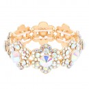 Gold Plated With Clear Crystal Stretch Bracelet