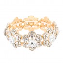 Gold Plated With Clear Crystal Stretch Bracelet