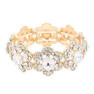 Gold Plated With Clear Crystal Stretch Bracelet