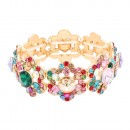 Gold Plated With Clear Crystal Stretch Bracelet