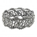 Rhodium Plated With AB Crystal Stretch Bracelet