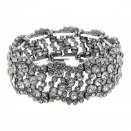 Gunmetal Plated With Black Diamond Crystal Stretch Bracelet