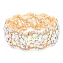 Gold Plated With Clear Crystal Stretch Bracelet