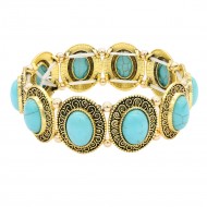 Anti Gold Plated With Turquoise Stone Stretch  Bracelet