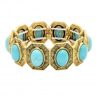 Anti Gold Plated With Turquoise Stone Stretch  Bracelet