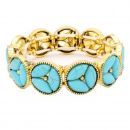 Anti Gold Plated With Turquoise Stone Stretch  Bracelet